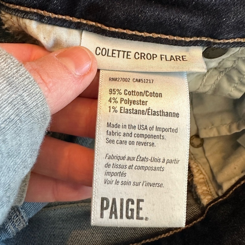 Paige Colette Crop Flare Jeans in Palma Wash Asymmetrical Heavy Fray Hem - Picture 8 of 8